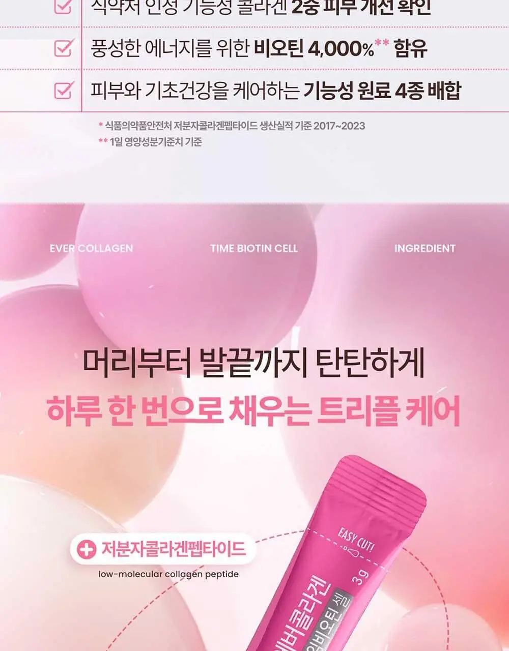 [OY단독] 에버콜라겐 타임 비오틴 셀 30포 (+3포 증정기획) (33일분) 상세페이지 5
